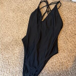 Black Strappy One-Piece Swimsuit